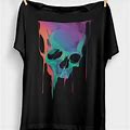Gildan Weirdcore Melting Skull T-Shirt Psychedelic Trippy Clothing Shirt Alternative - New Men | Color: Black | Size: S