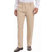 Voeeron Mens Elastic Waist Pants Relaxed Fit Elastic Waist Pants For Men, Comfortable & Stylish Elastic Pants For Men, Khaki, 40W X 32L 9101