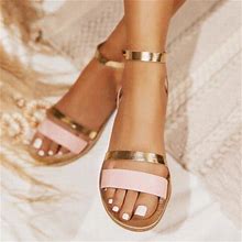 Voss Fashion Summer Women Buckle Strap Open Toe Flat Brelathabe Sandals Beach Shoes