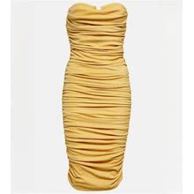 Bananhot, Alex Ruched Midi Dress, Women, Gold, XS, Dresses, Materialmix