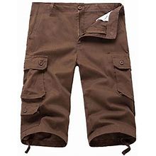 Pmuybhf Mens Jeans Stretch Relaxed Fit Men's Fashion Loose Large Cotton Shorts Men's Multi Pocket Casual Street Style Capris 44 Mens Cargo Shorts Size
