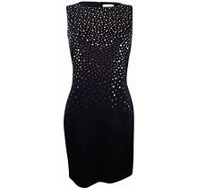 Calvin Klein Women's Petite Mirror-Disc Scuba Sheath Dress (8P, Black)