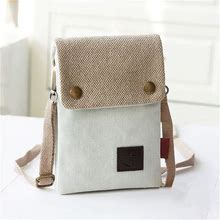 Mobile Phone Bag, Women's Summer 2022 New Messenger Mini Solid Color Canvas, Simple Wild Vertical, Style Coin Pocket