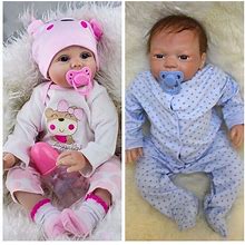 22" Real Lifelike Reborn Baby Dolls Handmade Vinyl Silicone Twins/Boy/Girl Doll