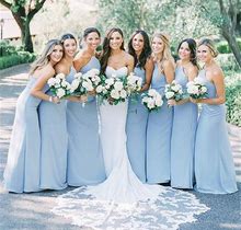 Blue Bridesmaid Dress Chiffon Halter Sheath Long 2024