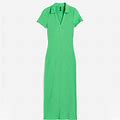 H&M Dresses | Bright Green Bodycon Dress With Collar | Color: Green | Size: L