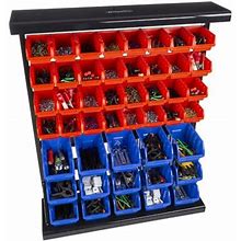 47 Bin Tool Organizer - Wall Mountable Container For Garage Organization By Stalwart (Red/Blue) Plastic In Blue/Red | Wayfair