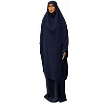 2Pcs Muslim Women Prayer Long Hijab Khimar Maxi Dress Caftan Islamic
