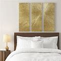 Madison Park Signature Sunburst Hand Painted Triptych 3-Piece Dimensional Resin Wall Art Set In Gold, 15"W X 45"H X 1.25"D