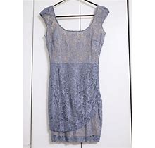 Mystic Dresses | Blue Lace Sheath Mini Cocktail Dress Xs/Us 2 | Color: Blue/Cream | Size: 2