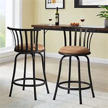 Furniturer Classic Barstools Set Of 2, Country Style Bar Chairs With Back And Footrest Swivel Counter Height Bar Stools For Kitchen Island Pub,