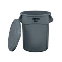 Rubbermaid Commercial Products BRUTE 20 Gal. Round Vented Trash Can With Lid, Gray