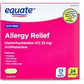 Equate Allergy Relief Softgels With Diphenhydramine Hcl 25Mg Antihistamine, 24 Count, Size: One Size, Other