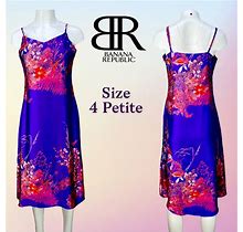 Banana Republic Dresses | Banana Republic Purple Floral Strappy Midi Spaghetti Strap Dress Sz 4 Petite | Color: Purple/Red | Size: 4P