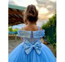 Baby Blue Girl Pageant Vesture With Chrystals, Prom Gown, Flower Girl Dress, Toddler Frock, Rhinestone Birthday Outfit, Jr Bridesmaid Dress