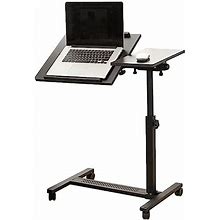 DWILKE Portable Desk For Laptop With Wheels Rolling Overbed Table Mobile Stand Tilting Angle& Height Adjustable Cart Bed Sofa Side (Color : Black)