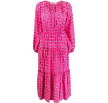 DVF Diane Von Furstenberg - Long-Sleeved Round Neck Midi Dress - Women - Viscose - S - Pink