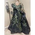 Womens Black Fouad Sarkis MNM Couture Green Formal Camp Size 12 Dress