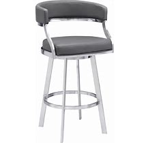 Armen Living - Dione 26" Counter Height Swivel Grey Faux Leather And Brushed Stainless Steel Bar Stool - 840254335134