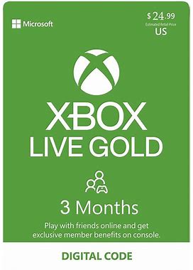 3 Months Xbox Live Gold Membership Card, Xbox Live Gold Digital Code