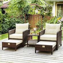 Pamapic 5 Pieces Wicker Patio Furniture Set Outdoor Patio Chairs With Ottomans