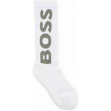 Quarter-Length Socks With Contrast Logo- White | Men's Casual Socks Size 7-13
