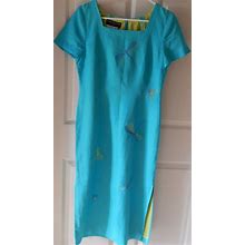Donna Morgan Petites Teal Embroidered Dragon Fly Dress. Size 8