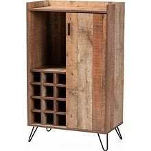 Baxton Studio Modern And Contemporary 47"H Wine Storage Cabinet, Brown/Rose Gold