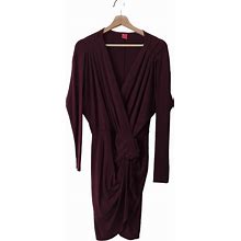 Three Dots Dresses | Three Dots Clothing Women's Dress Long Sleeve Wrap Knee Length Sz Small Burgundy | Color: Purple/Red | Size: S
