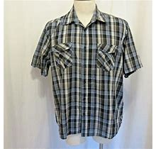Paper Denim & Cloth Mens Shirt Size 1X Blue Gray Black Plaid Button
