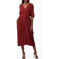 CO Red Belted Midi Dress Size Medium $825