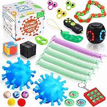 Gemeer Sensory Fidget Toys Pack, 26 Pcs Stress Relief And Anti-Anxiety Tools Bundle Figetget Toys Set For Kids Adults, Autistic ADHD Toys, Soybean Sq