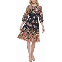 Tommy Hilfiger Womens Floral Knee Length Midi Dress