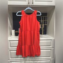 Loft Dresses | Loft Outlet Medium Petite. Bright Orange Dress No Sleeves Great Condition . | Color: Orange | Size: M