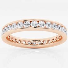 1 Ctw Colorless Lab Grown Diamond Round Channel Set Eternity Band - 3mm Width 14K Rose Gold E+, VS1+ - Size 6.75