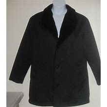Haband Mens Sz L Large Black Faux Fur Lined Jacket NICE J142