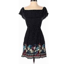 Hollister Casual Dress Off The Shoulder Short Sleeve: Black Print Dresses - Women's Size X-Small