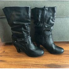 Nue Options Womans Heeled Mid Calf Black Boots Size 9