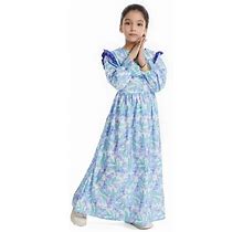 Rovga Girls Long Sleeve Floral Dress Casual Flower Printed Dresses Kids Tie Waist Dress Maxi Dress Stylish Baby Dailywear