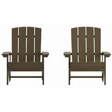 Flash Furniture Outdoor All-Weather Poly Resin Wood Adirondack Chairs (Set Of 2) Mahogany
