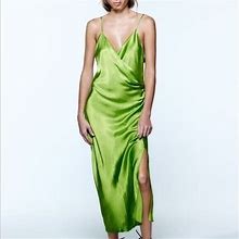 Zara Neon Green Slip Dress