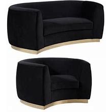 Home Square 2-Piece Furniture Set With Accent Chair & Loveseat In Black And Gold