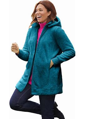 Plus Size Women's Fleece Hooded Jacket By Woman Within In Deep Teal (Size 18/20)