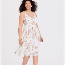Torrid Dresses | Torrid Midi Challis Skater Dress Cottage Floral Summer Dress | Color: White | Size: 3X