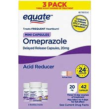 Equate Omeprazole Delayed Release Mini Capsules 20 Mg, Frequent Heartburn Medicine, 42 Count