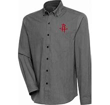 Men's Antigua Black Houston Rockets Compression Button-Down Shirt