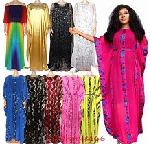 Moroccan Africa Women Sequins Maxi Dress Loose Abaya Party Gown Evening Kaftan
