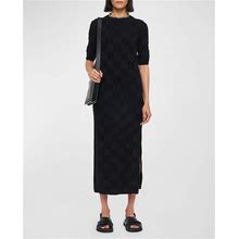 Joseph Side-Slit Vichy Knit Midi Sweater Dress, Black, Women's, Petite, Casual & Work Dresses Sweater Dresses
