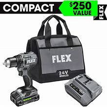 FLEX COMPACT 24-Volt 1/2-In Brushless Cordless Drill (1-Battery Included, Charger Included And Soft Bag Included) | FX1131-1A
