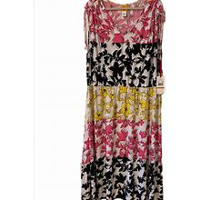 Ruby Rd. Dresses | Nwt Ruby Rd Floral Multi-Color Sleeveless Maxi Long Dress Plus Size 3X Stretch | Color: Pink/White | Size: 3X